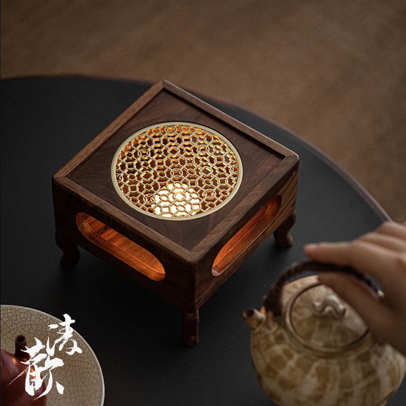 清欢丨黑胡桃木温茶炉 家用蜡烛加热烤茶炉温茶器暖茶炉子带磁吸