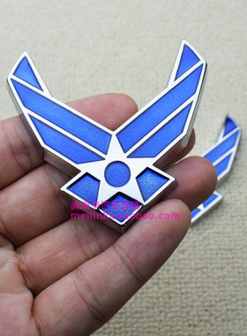 汽车装饰贴美国空军臂章车标金属中网标USAF个性装饰贴侧标尾标贴