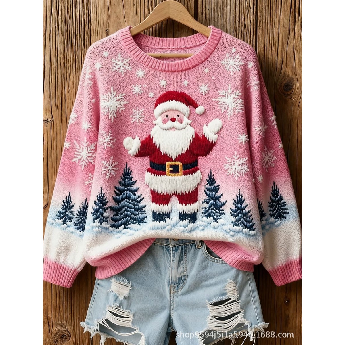 圣诞节新爆款独立站亚马逊欧美跨境秋冬上衣女士圆领卫衣