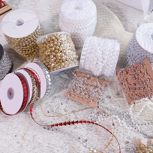 圣诞树装饰配件镀银珠串