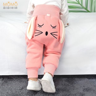 春秋童装婴儿加绒裤子宝宝大屁屁裤女童加棉pp裤秋冬女宝秋装男童