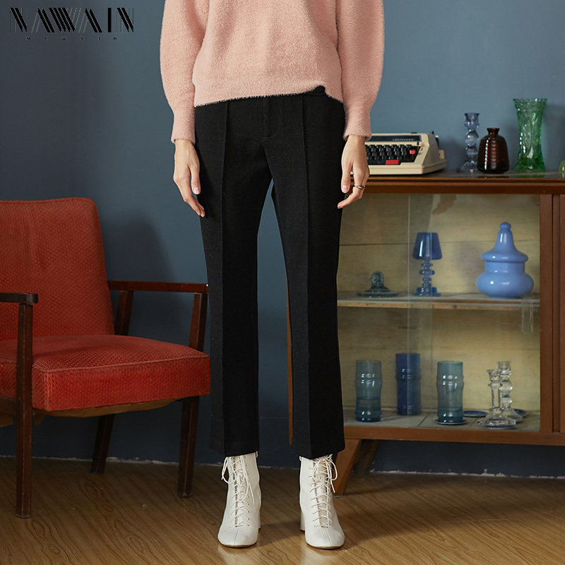 NAWain/纳纹宽松休闲裤女装2019秋季新款九分烟管裤子气质直筒裤