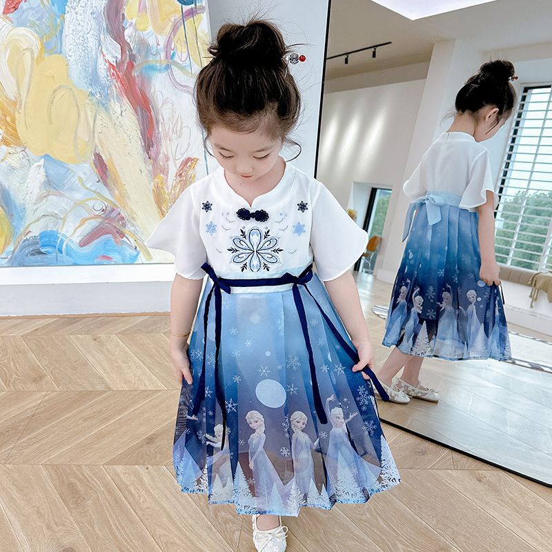 女童马面裙2024新款夏季中式连衣裙中国风汉服宝宝爱莎公主裙夏装