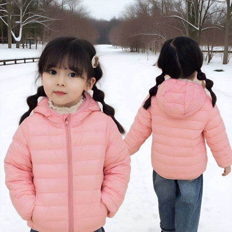儿童绒服男女童宝宝冬装轻薄羽绒服亲子装中小童超轻便短款外套