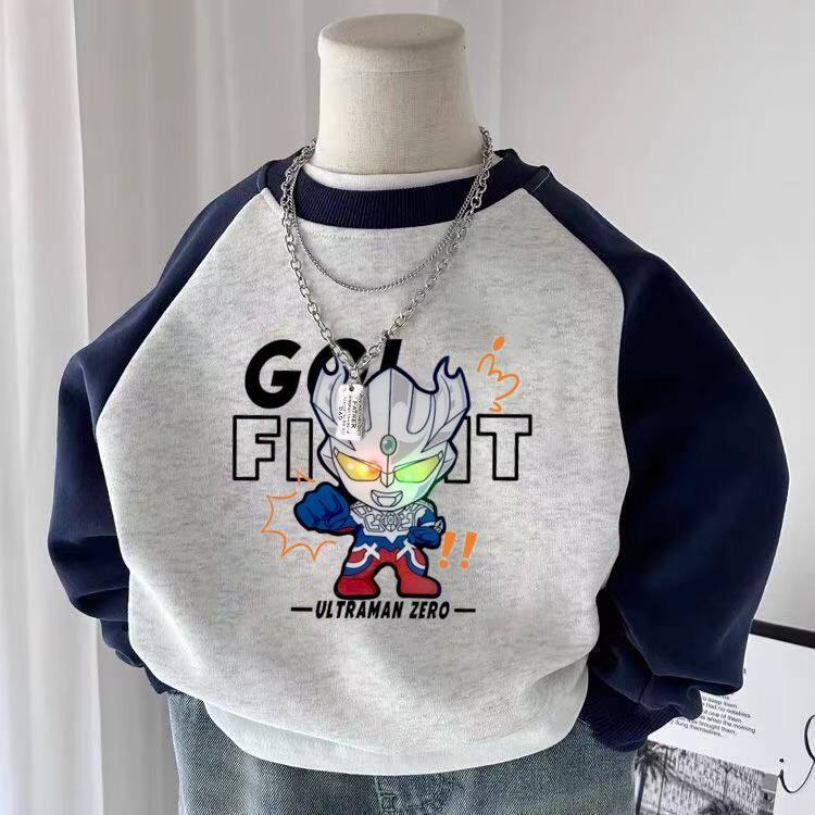 男童秋冬2026新款纯棉卫衣赛罗奥特曼衣服儿童打底加绒加厚上衣