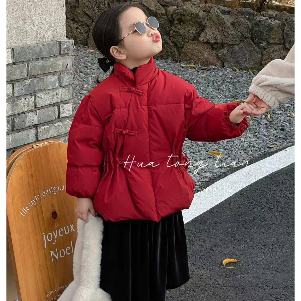 儿童棉服2025加厚女童宝宝新款中小童外套保暖国风过年服喜庆冬装