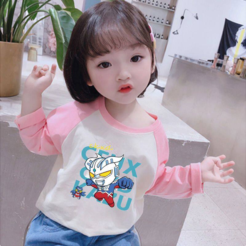 儿童T恤装奥特曼卡通印花爆款时尚t恤衣服纯棉男女童长袖潮装薄款