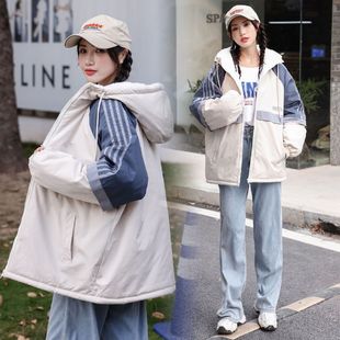 2025秋冬新款初中高中学生宽松百搭加绒加厚外套女棉衣韩版ins潮