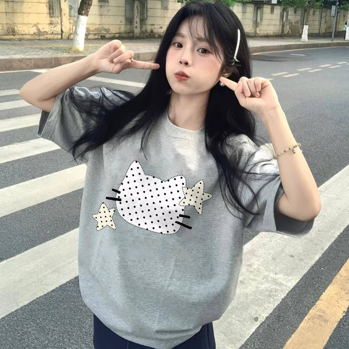 短袖ins风T恤少女童2026夏装新款女孩学生中大童好看半袖上衣夏天