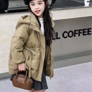 儿童羽绒服女童2024中长款中大童新款韩版洋气保暖外套鸭绒公主风