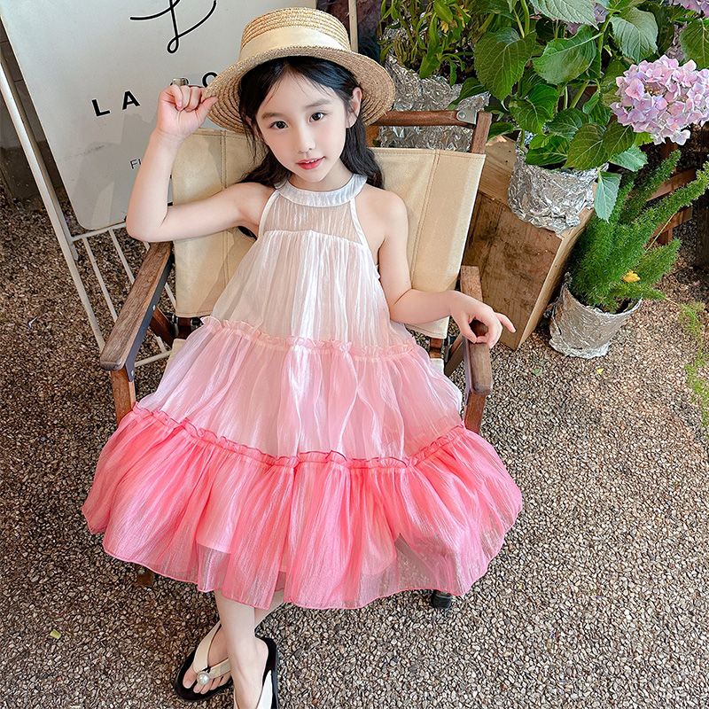 女童连衣裙吊带沙滩裙夏装2024新款儿童公主裙子洋气宝宝夏季裙子