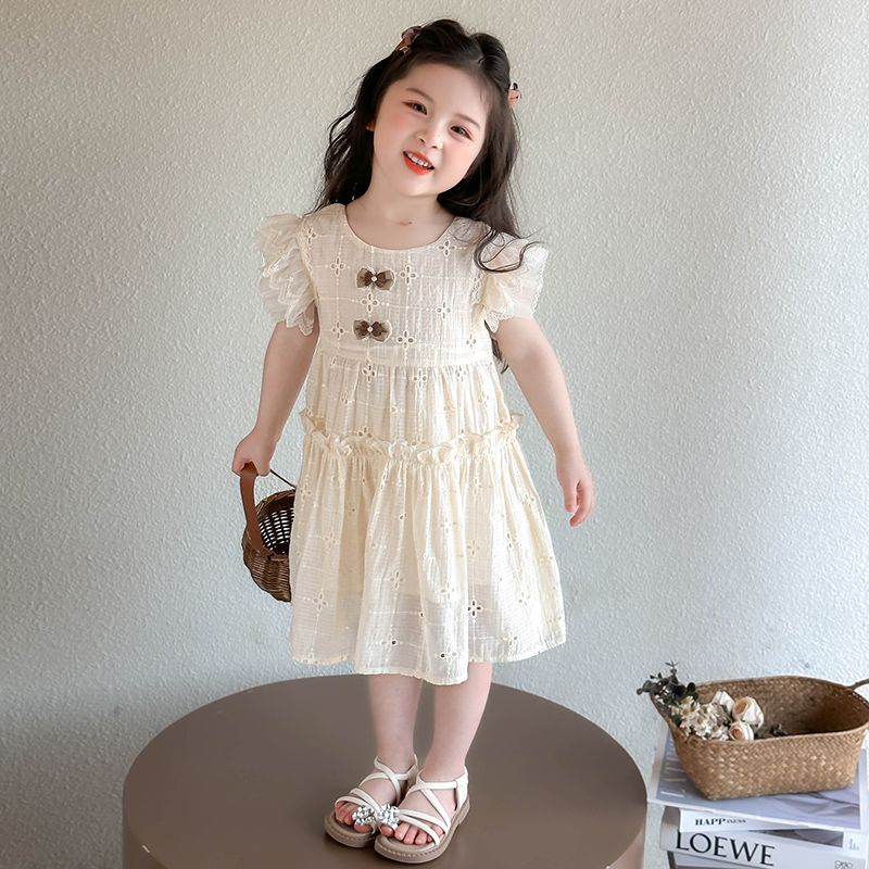 女童连衣裙夏季2026新款洋气小女孩绿色儿童夏装公主裙夏裙子夏天