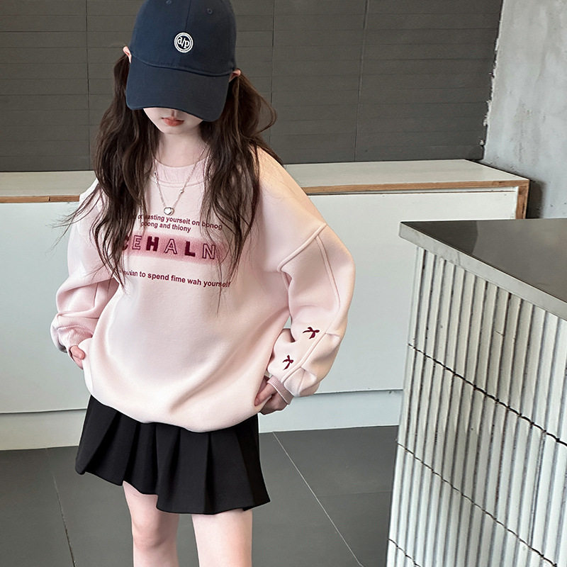 女大童超好看卫衣春装2026新款女童洋气时髦上衣儿童春季粉色衣服