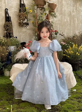女童连衣裙夏季高级六一儿童表演服装演出服迪士尼在逃爱莎公主裙
