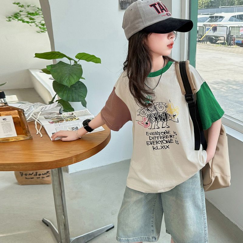 女童纯棉短袖T恤衫2026新款儿童洋气夏季薄款半袖中大童宽松短袖