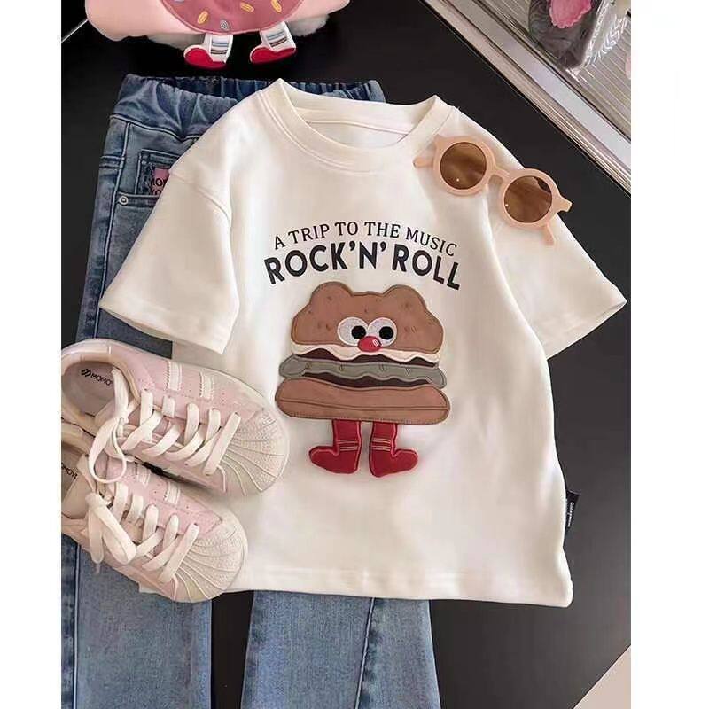 女童夏装短袖T恤2026新款中大童洋气立体卡通圆领休闲百搭上衣潮T