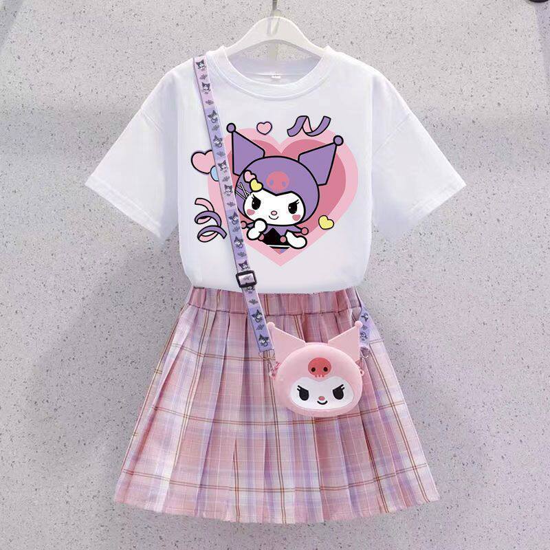 库洛米衣服女童jk套装网红女孩夏装连衣裙儿童学院风百褶裙子夏季