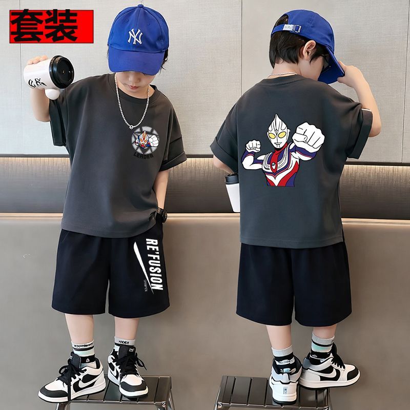 男童奥特曼100纯棉短袖儿童2026童装夏季新款宝宝半袖上衣宽松T恤