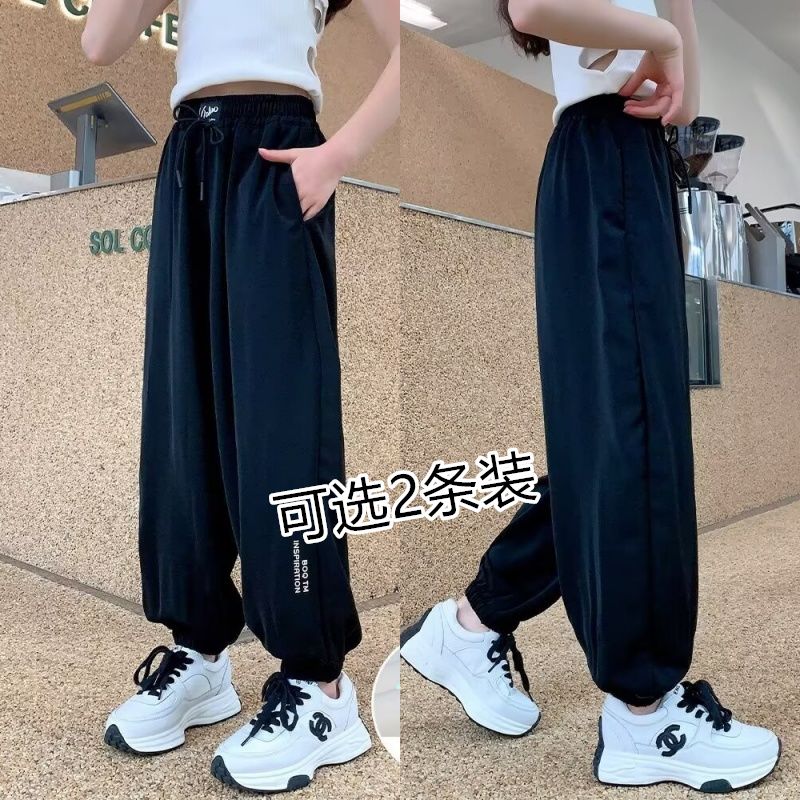 女童冰丝裤子夏季儿童休闲裤夏季速干中大童宽松大童运动薄款长裤
