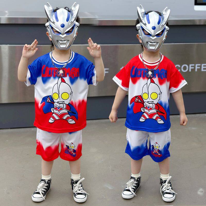 夏季奥特曼短袖套装新款2026宝宝小哪吒夏装衣服运动男童儿童速干