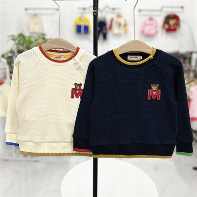 日系秋新男女童长袖拼色卡通宽松休闲款式卫衣潮2866