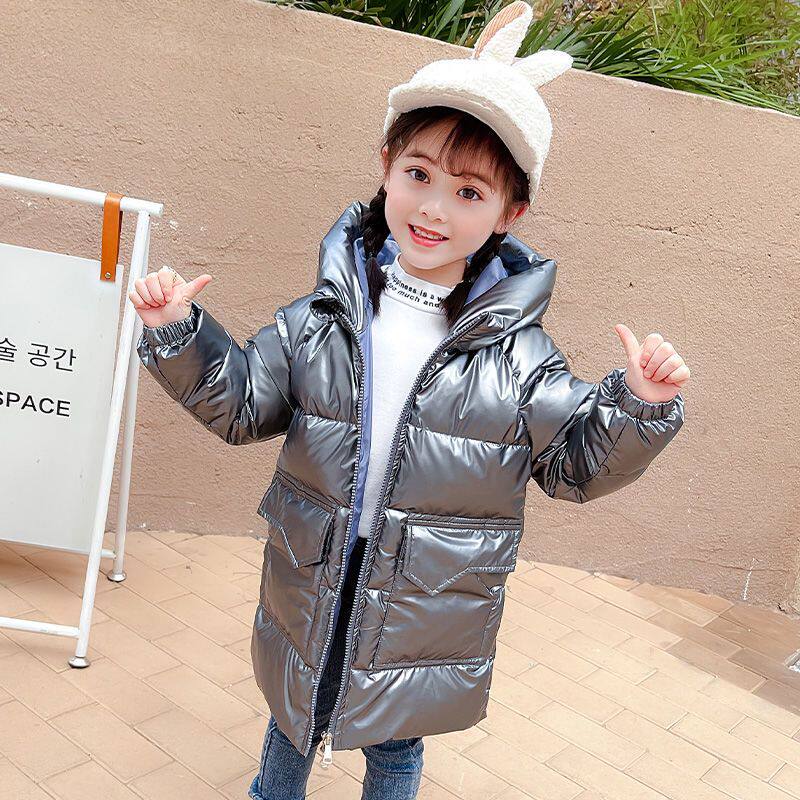 儿童羽绒服女童中长款加厚宝宝冬装2025新款童装亮面免洗男童外套