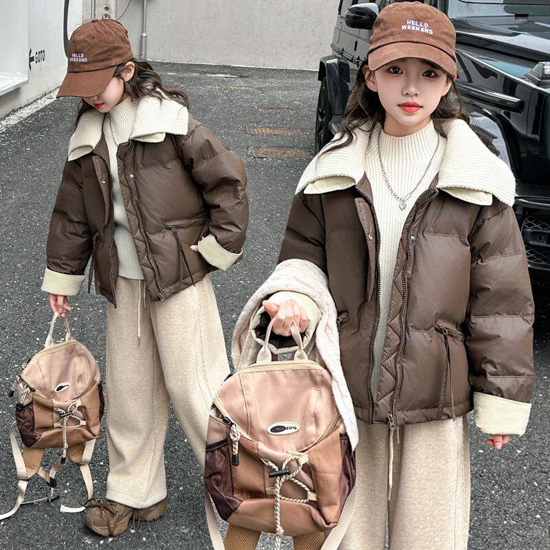 潮2026新款女童短款小羊皮面包服冬季免洗棉服儿童洋气加厚棉袄