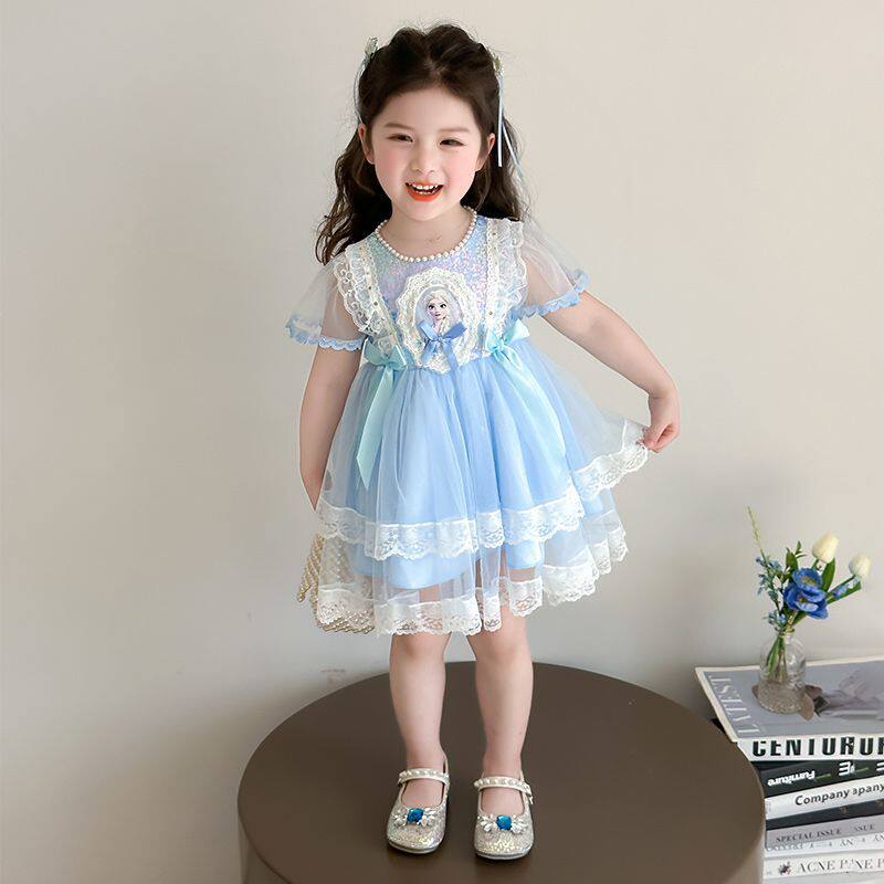 女童夏季连衣裙2026新款洋气儿童夏装生日礼服裙小女孩爱莎公主裙图片