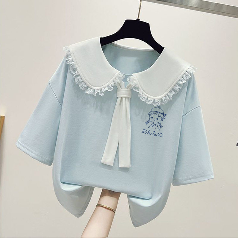 女大童短袖t恤夏季2026新款女童初中生夏装polo衫小女孩洋气上衣