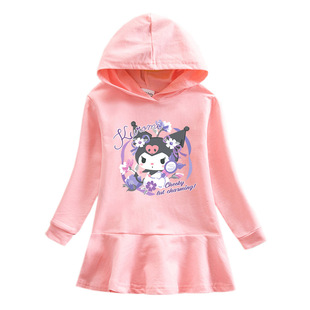 2023春秋新款儿童连帽卫衣连衣裙卡通女孩宝宝跨境休闲洋气裙子女