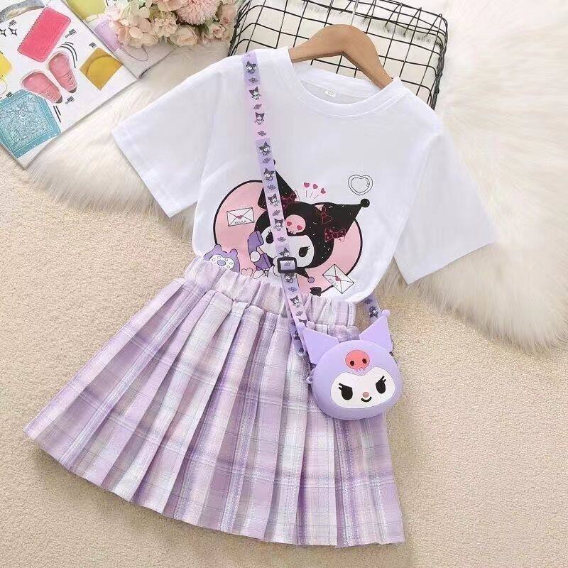 库洛米衣服女童jk套装网红女孩夏装连衣裙儿童学院风百褶裙子夏季
