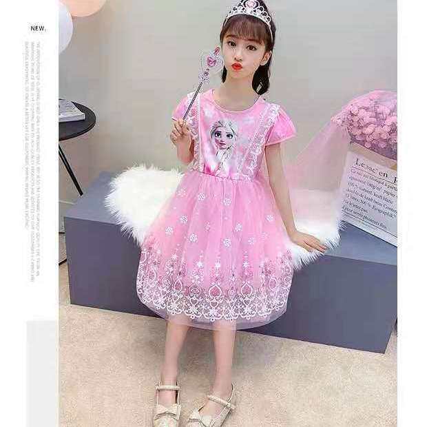 爱莎公主裙2024女童夏装短袖儿童生日礼服正版洋气连衣裙蓬蓬纱裙
