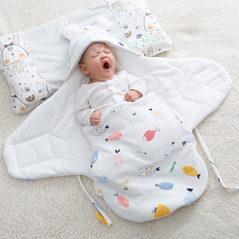 初生婴儿产房包被新生儿抱被春秋冬季防惊跳睡袋纯棉加厚宝宝包单