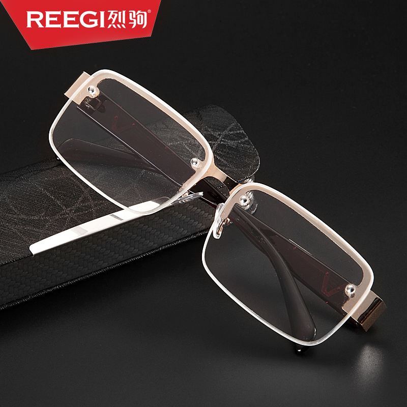 高清白色透明水晶石平光眼镜男款浅茶色老年人养目镜女老花太阳镜