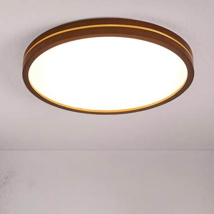 胡桃木色LED吸顶灯新中式客厅卧室餐厅房间灯2025新款中古风灯具