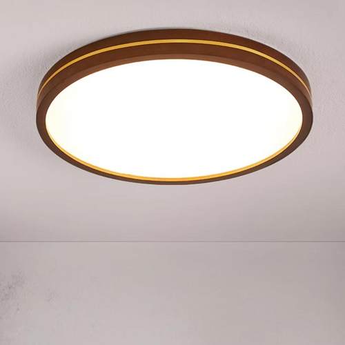 胡桃木色LED吸顶灯新中式客厅卧室餐厅房间灯2025新款中古风灯具