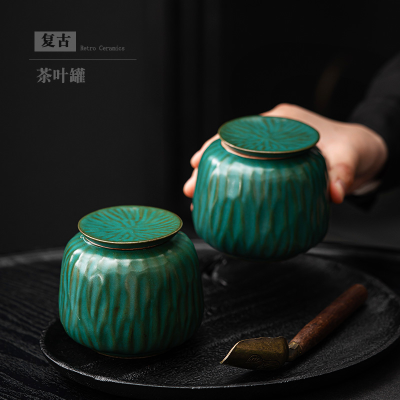 家用茶叶罐陶瓷罐存茶小罐密封罐