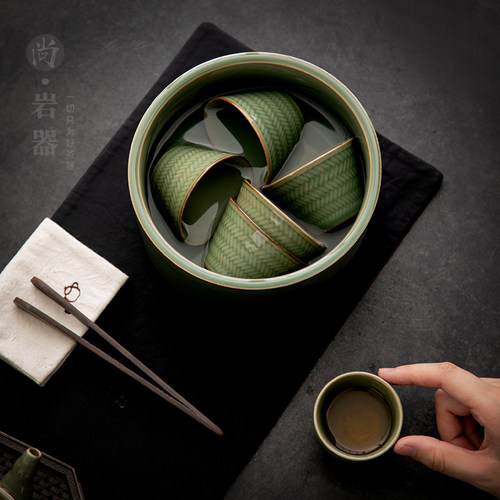 陶瓷茶洗茶杯收纳盆大号茶渣缸