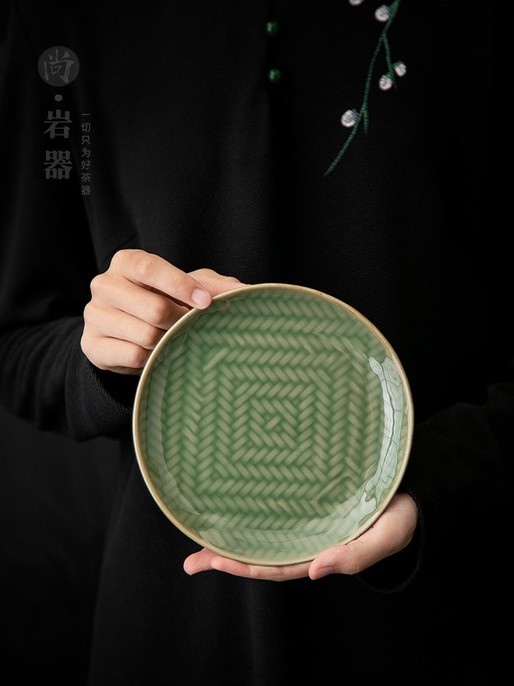 创意圆形壶承茶壶垫功夫茶具干泡台茶壶底座创意竹编壶托盘果点盘