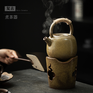 茶炉煮茶炉碳火炉烧酒精炉 户外煮茶壶家用炭炉提梁壶陶瓷茶具套装