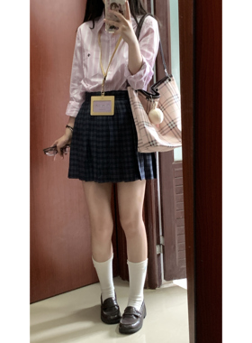 lulu cake原创正品jk制服长袖学生尖领基础款学院风条纹衬衫