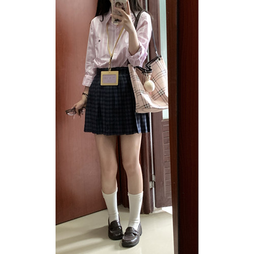 lulu cake原创正品jk制服长袖学生尖领基础款学院风条纹衬衫