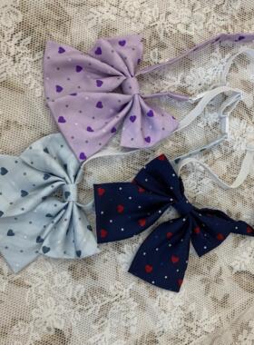 Lulucake心形刺绣可爱波点领结配饰jk制服搭配衬衫配饰小平角爱心