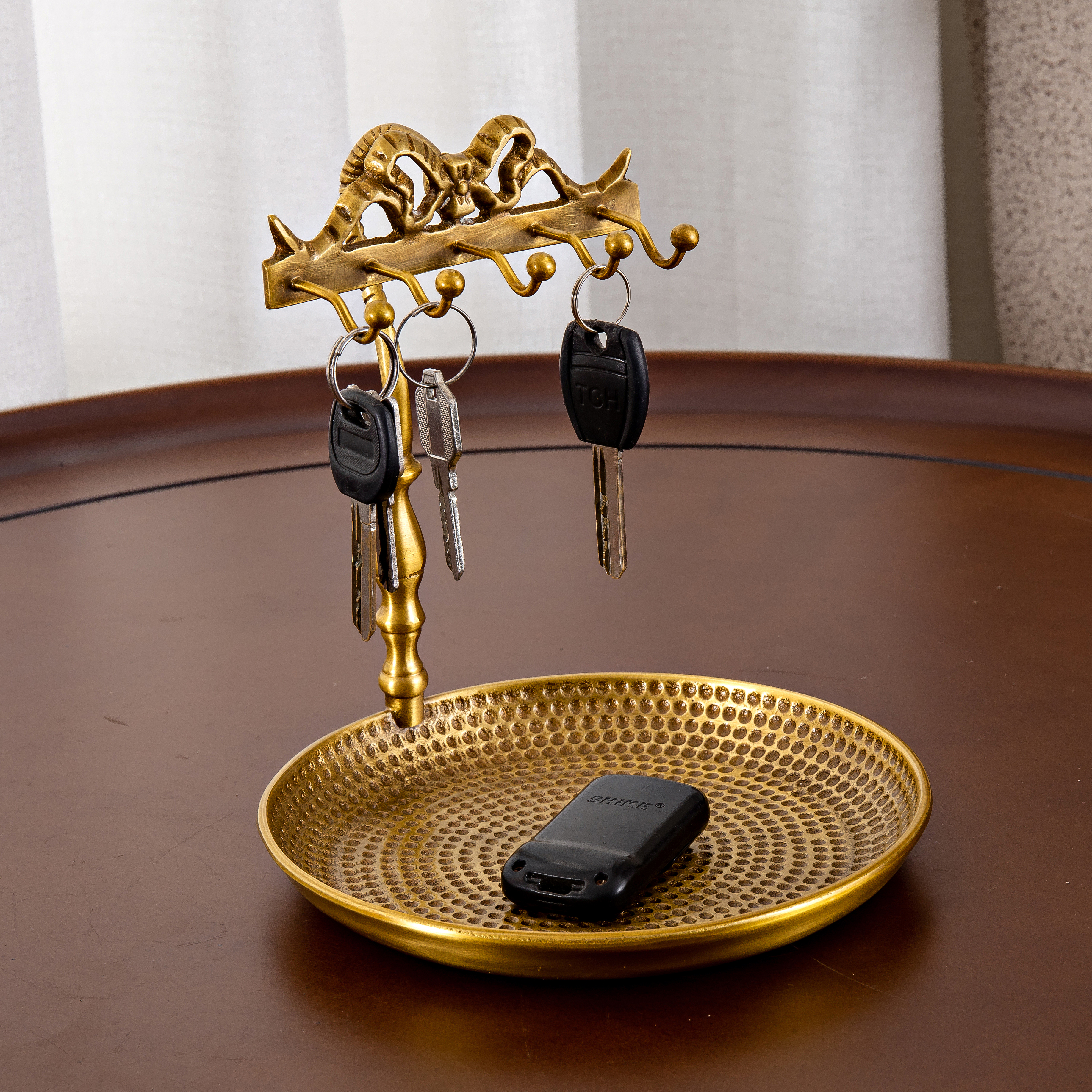 入户玄关钥匙收纳挂架客厅黄铜复古卧室梳妆台饰品首饰收纳美法式