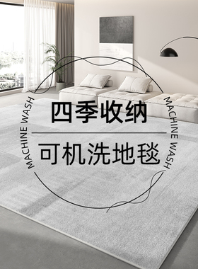 地毯客厅轻奢高级卧室床边毯免洗可擦家用沙发茶几地垫灰色可机洗