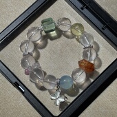 黄水晶 樱花雨 橙红胶花 原创六芒星淡粉晶14.2mm海蓝宝 H215