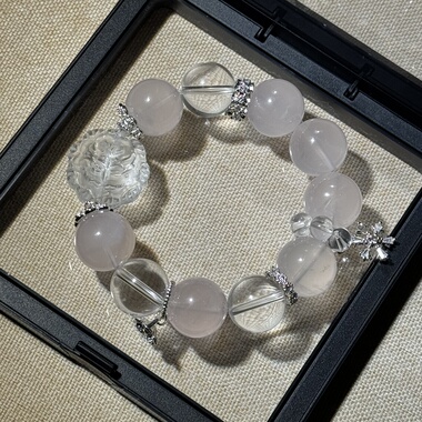 原创白水晶狐牌+荧光粉奶白+白水晶+白水跑环15.4mm好运【H14】