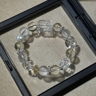 原创白水花牌爱心黄塔晶奶白晶透体柠檬黄11.4mm淡水珍珠【H80】