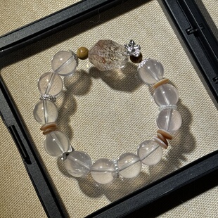 原创黑金超七随形莫桑比克六芒星光粉晶12.5mm贝壳片库克 H271