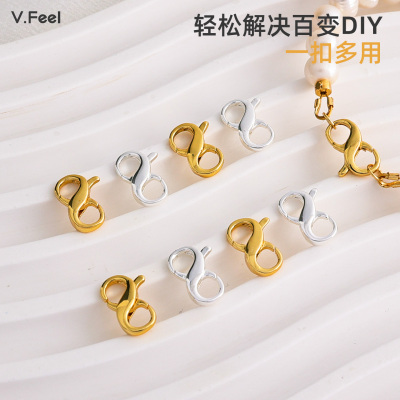 14K包金保色8字双开龙虾扣弹簧扣